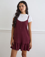 Arige Mini Dress in Maroon
