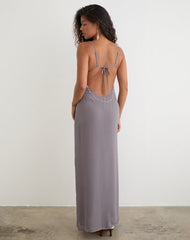 Arunima Maxi Dress in Chiffon Lilac Grey