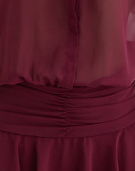 Azphira Long Sleeve Button Up Playsuit in Burgundy