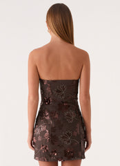 Akima Bustier Sequin Mini Dress - Chocolate