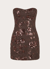 Akima Bustier Sequin Mini Dress - Chocolate