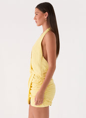 Asla Halter Mini Dress - Bright Lemon