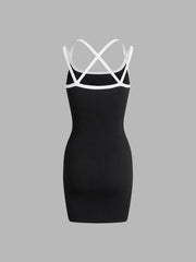 Back Cross Bodycon Short Dress