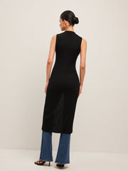 Ribbed Button-Up Knit Dress