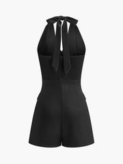 Button Front Halter Jumpsuit