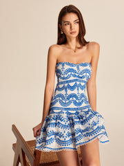 Ripple Strapless Tiered Hem With Scalloped Detailing Dress