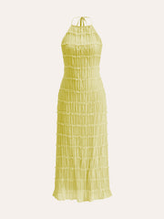 Halter Strappy Back Ruffled Dress