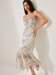 Chiffon Tie-Front Flared Hem Dress