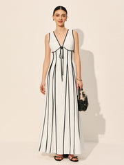 Contrast Trim Dress With Pockets