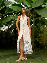 Boho Tie-Front Backless Dress