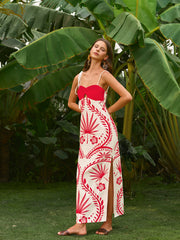 Backless Tropical Print Cami Dress