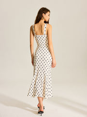 Polka Dot Two-Piece Maxi Dress with Lace Camisole