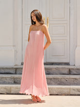 Spaghetti-Strapped Vertical-Pleated Maxi Dress