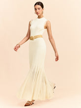 Tulle-Paneled Ruffled Knit Maxi Dress