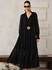 Chiffon Maxi Dress with Scarf