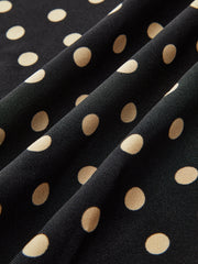 Polka Dot Shirt Collar Belted Long Sleeve Dress