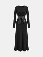 Long Sleeve Maxi Dress with Wide Belt