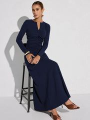 Zipper-Front Ruched Maxi Dress