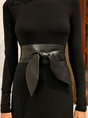 Long Sleeve Maxi Dress with Wide Belt