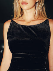Velvet Slim-Fit Backless Sleeveless Mini Dress