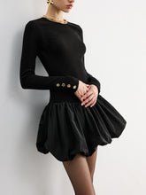 Bubble Hem Long-Sleeve Knit Mini Dress