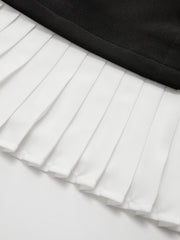 Pleated Hem Panel Asymmetric Metal Detail Mini Dress