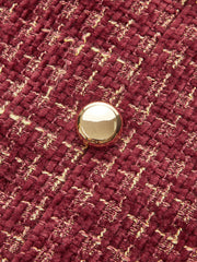 Metal Button Tweed Sleeveless Mini Dress