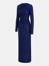Ruched Long-Sleeve Maxi Dress