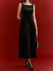 Mesh Back Bow Detail Velvet Maxi Dress