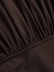 Long-Sleeve Ruched Waist Mermaid Maxi Dress