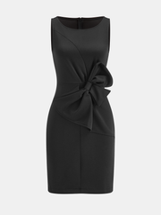 Bow-Accented Sleeveless Sheath Dress