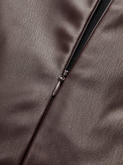 Faux Leather Waist Ruched Dress