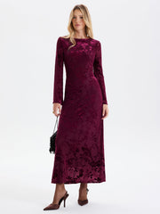 Floral-Jacquard Backless Maxi Dress