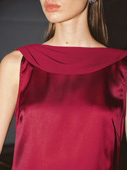 Cowl Neck Backless Satin Mini Dress