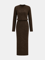 Wool-Blend Fuzzy Midi Dress