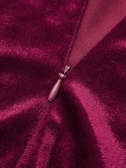 Sleeveless Side Slit Velvet Mock Neck Maxi Dress