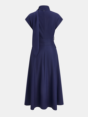 Tie-Neck Belted Sleeveless Maxi Dress