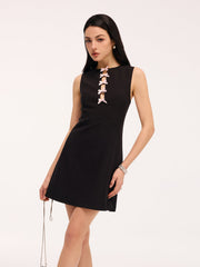 Bow Detail Cut-Out Sleeveless Mini Dress