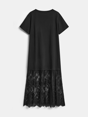 Lace Panel Short Sleeve Maxi Dress