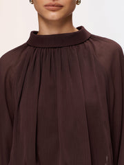 Semi-Sheer Chiffon Lantern Sleeve Romper