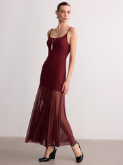 Sheer Hem Cami Maxi Dress