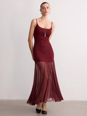 Sheer Hem Cami Maxi Dress