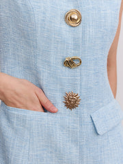 Sleeveless Collared Tweed Mini Dress