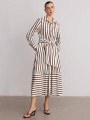 Belted Striped Shirt Dress