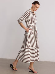 Belted Striped Shirt Dress