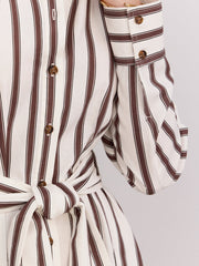 Belted Striped Shirt Dress