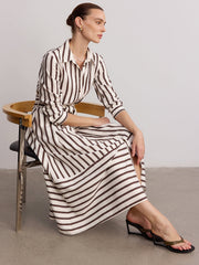 Belted Striped Shirt Dress