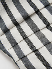 Striped Strapless Cotton Linen Ruched Dress