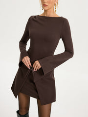 2 in 1 Wrap Long-Sleeve Mini Dress