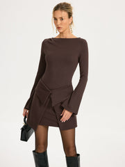2 in 1 Wrap Long-Sleeve Mini Dress